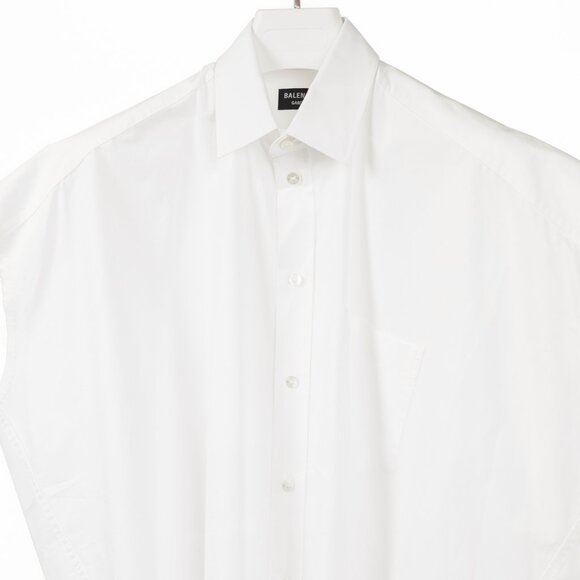 Balenciaga White Oversized Cotton Poplin Raw-Cut Shirt - Picture 4 of 13